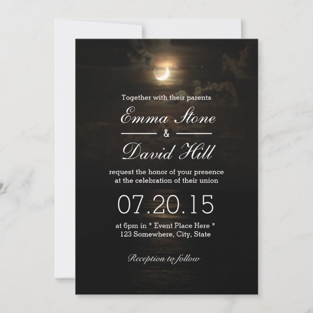 Invitación Luna sobre el Boda del mar (Anverso)