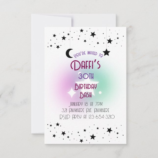 Invitación Luna y Estrellas  (Anverso)