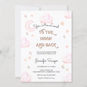 Invitación Luna y estrellas   Baby Shower acuarela moderna