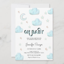 Luna y estrellas | Baby Shower acuarela moderna
