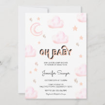 Luna y estrellas | Baby Shower acuarela moderna