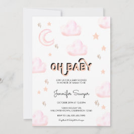 Invitación Luna y estrellas | Baby Shower acuarela moderna