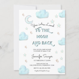 Invitación Luna y estrellas | Baby Shower acuarela moderna