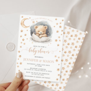 Invitación Luna y estrellas durmiendo oso oso bebé ducha