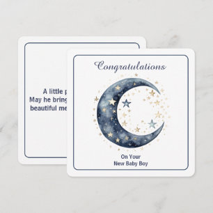Invitación Luna y estrellas en acuarela celestial