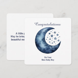 Invitación Luna y estrellas en acuarela celestial