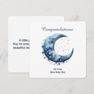 Invitación Luna y estrellas en acuarela celestial