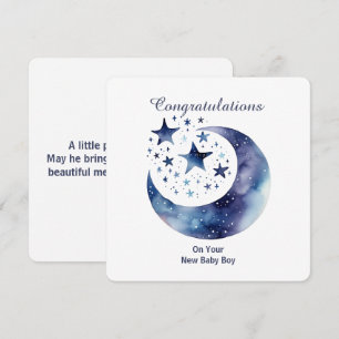 Invitación Luna y estrellas en acuarela celestial