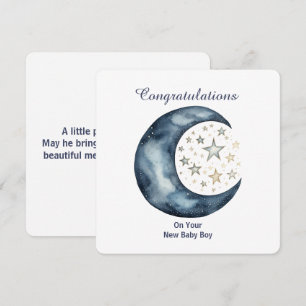 Invitación Luna y estrellas en acuarela celestial