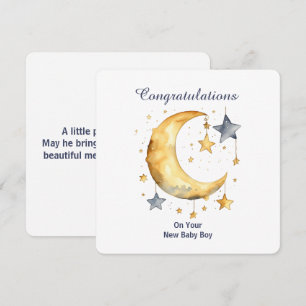 Invitación Luna y estrellas en acuarela celestial