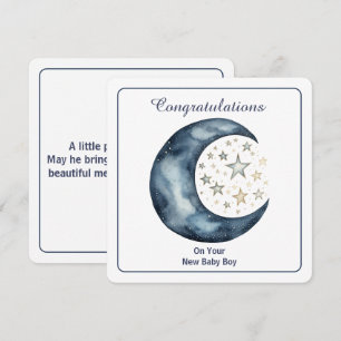 Invitación Luna y estrellas en acuarela celestial