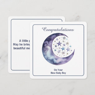 Invitación Luna y estrellas en acuarela celestial