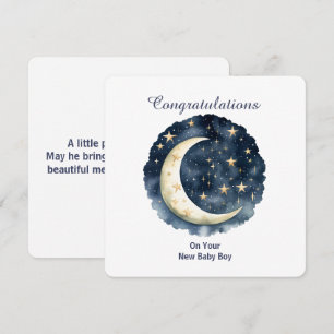 Invitación Luna y estrellas en acuarela celestial
