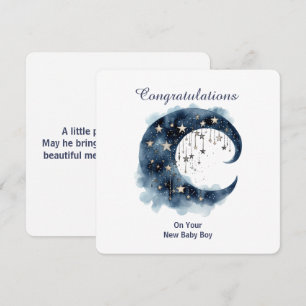Invitación Luna y estrellas en acuarela celestial