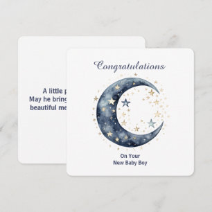 Invitación Luna y estrellas en acuarela celestial