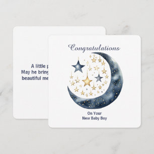 Invitación Luna y estrellas en acuarela celestial