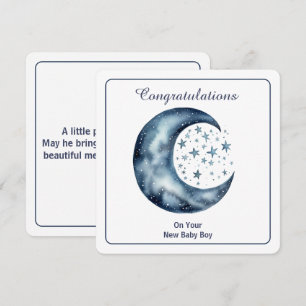 Invitación Luna y estrellas en acuarela celestial
