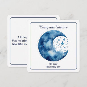 Invitación Luna y estrellas en acuarela celestial