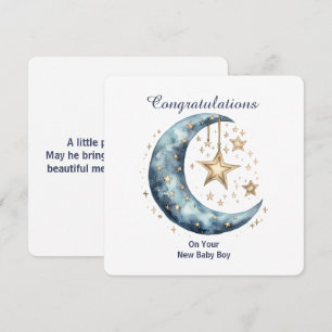 Invitación Luna y estrellas en acuarela celestial