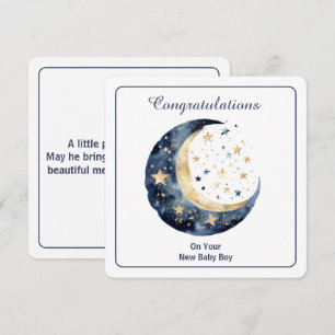 Invitación Luna y estrellas en acuarela celestial