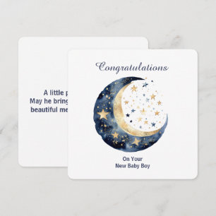 Invitación Luna y estrellas en acuarela celestial