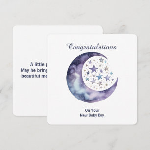Invitación Luna y estrellas en acuarela celestial