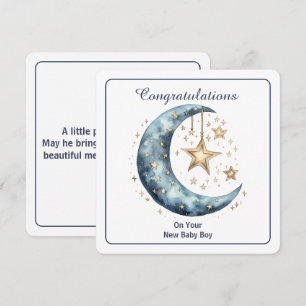 Invitación Luna y estrellas en acuarela celestial