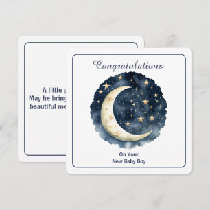 Invitación Luna y estrellas en acuarela celestial