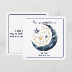 Invitación Luna y estrellas en acuarela celestial