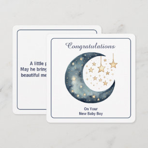 Invitación Luna y estrellas en acuarela celestial