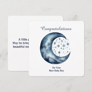 Invitación Luna y estrellas en acuarela celestial