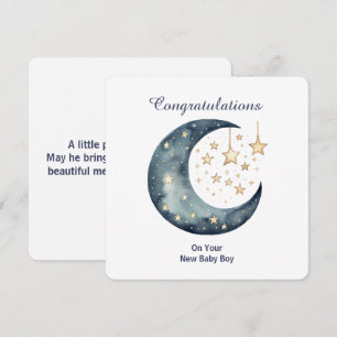 Invitación Luna y estrellas en acuarela celestial
