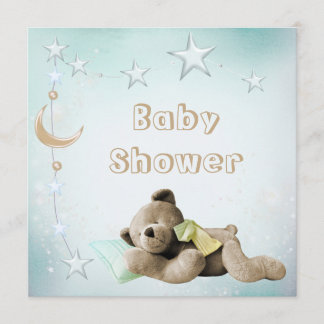 Invitación Luna y estrellas lindas Baby Shower del peluche el