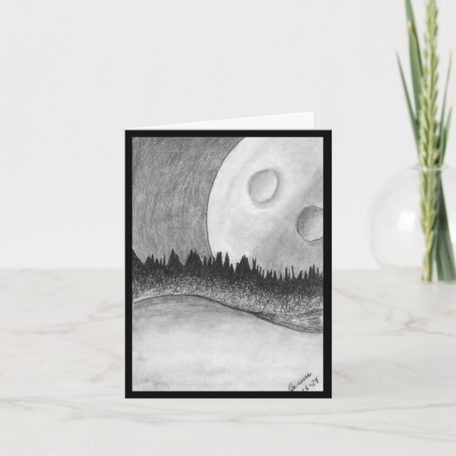 Invitación Luna y planeta - Negro (Anverso)
