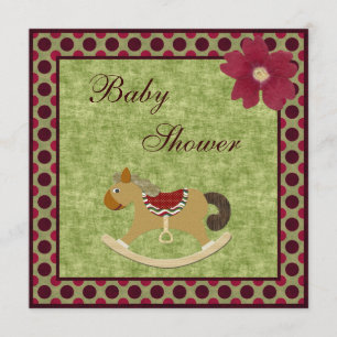 Invitación Lunar con clase Baby Shower del caballo mecedora