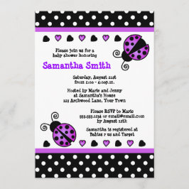 Invitación Lunares blancos negros de Baby Shower de la