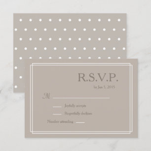 Invitación Lunares blancos taupe respuesta de boda minimalist