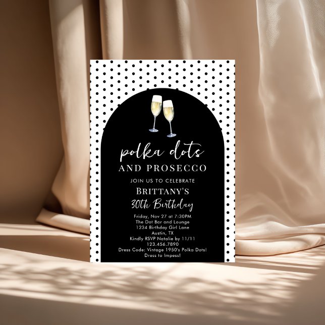 Invitación Lunares de champán y fiesta de cumpleaños con pros (Subido por el creador)