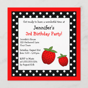 Invitación Lunares negros y blancos del cumpleaños rojo de la