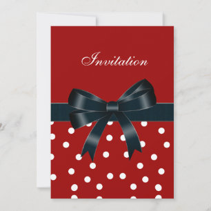 Invitación Lunares Rojos Blancos Lazos Negros