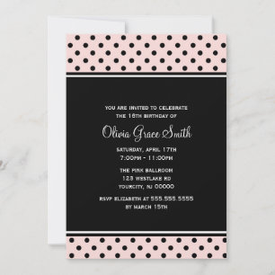 Invitación Lunares Rosados Elegantes