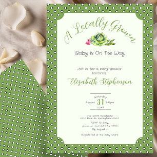 Invitación Lunares Verde Salvia Cumpleaños de Baby Shower Loc