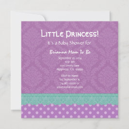 Invitación Lunares y chica púrpuras Baby Shower V5 del cordón