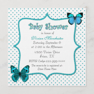 Invitación Lunares y mariposas bonitos Baby Shower