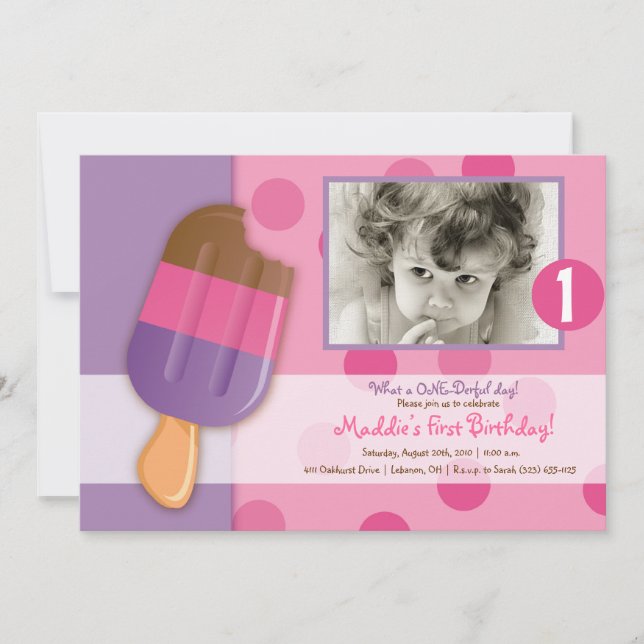 Invitación Lunares y Popsicles (Anverso)