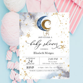 Invitación Lunas celestes, Baby Shower de estrellas