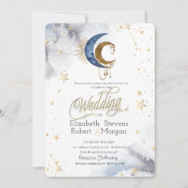 Invitación Lunas celestes, Boda de Moda de estrellas