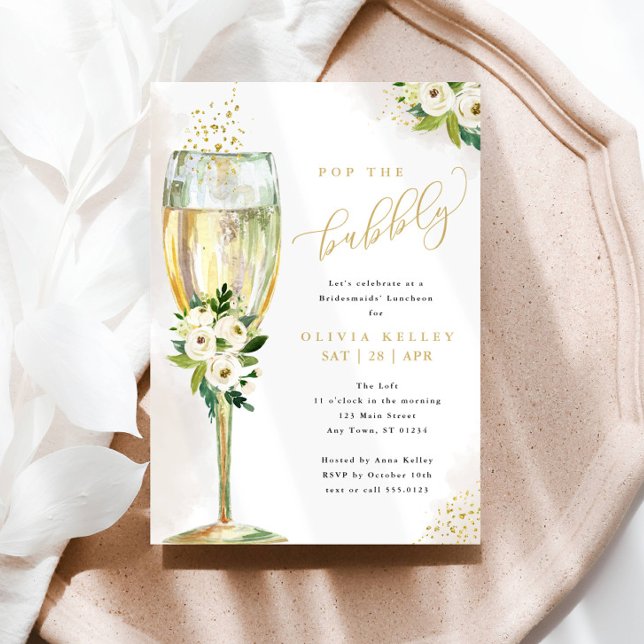 Invitación Lunch de Novias de Floral Blanca de Vidrio de Cham (Subido por el creador)