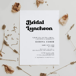 Invitación Lunch retro elegante negro y blanco de Novias