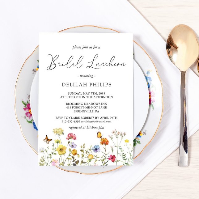 Invitación Luncheon Botánico Bridal de Flores Silvestres (Subido por el creador)